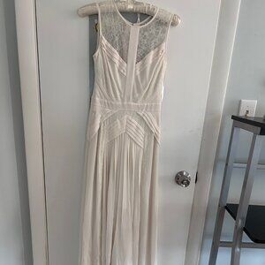BCBGMaxAzria Avi pleated ivory dress with lace details, size 0